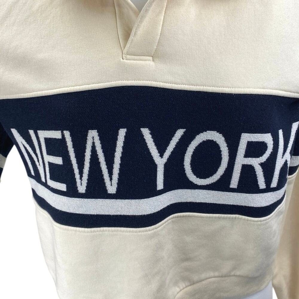 Zara Cream Black New York Long Sleeve Fleece Collared Sweatshirt Sweater Top S - Picture 3 of 5